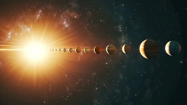Cosmic journey: aligning planets in a surreal solar system space odyssey