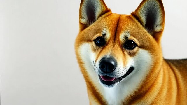 Adorable shiba inu expressions; dog's playful joy and curiosity in action