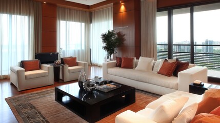 Luxury Living Room with City View