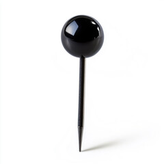 black push pin isolated on the white background.