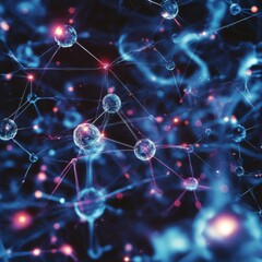 Abstract digital illustration of interconnected molecules and atoms