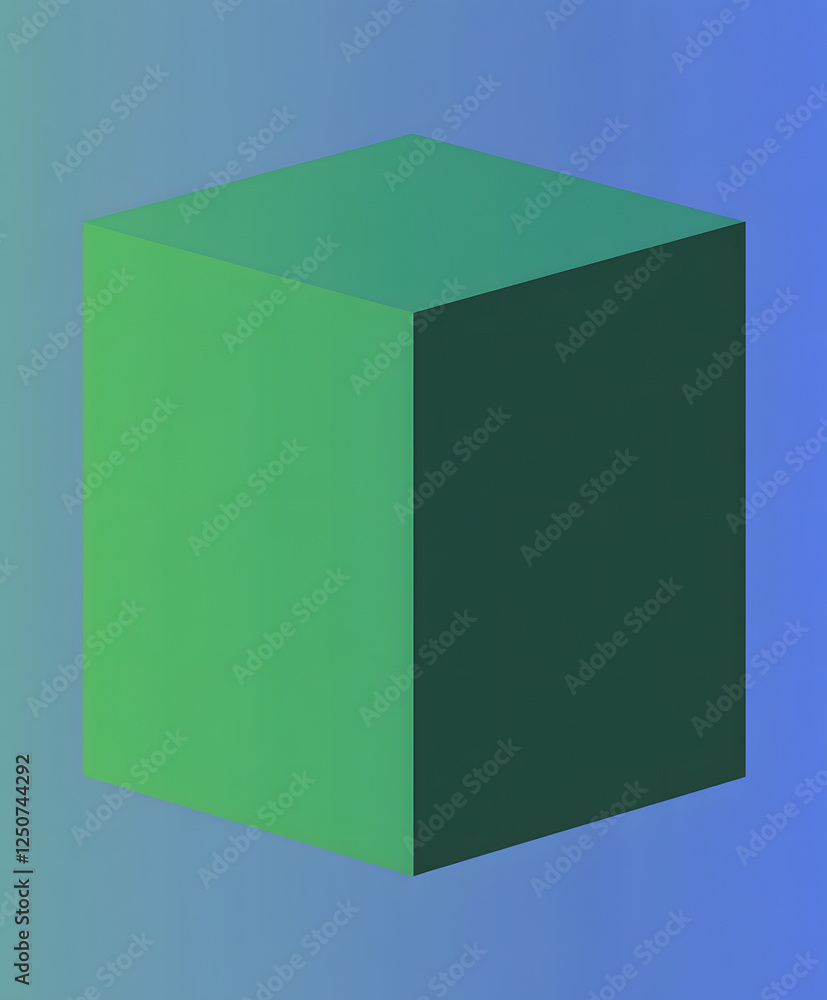 Poster Gradient cube illusion in a digital art space abstract design tranquil environment