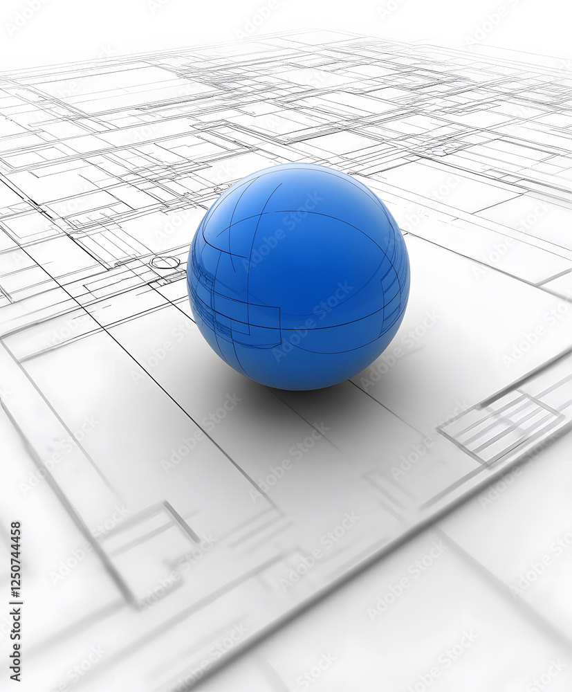 Poster sphere software model in chaos art style digital environment abstract perspective
