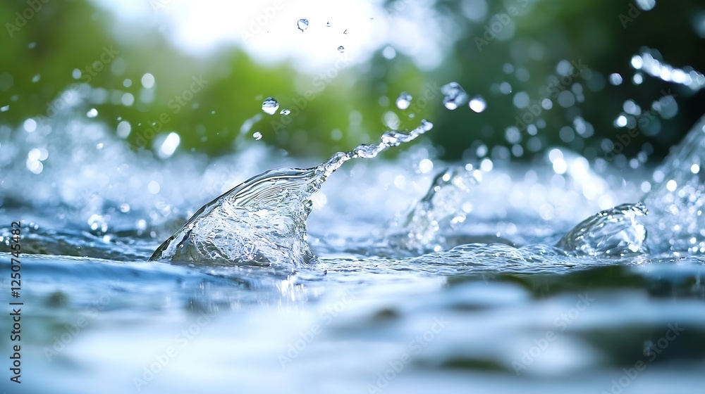 Leinwandbilder closeup image of water splashes beautifully reflecting sunlight creating a serene atmosphere : gener