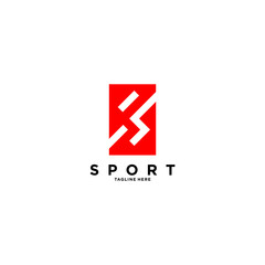 Simple running sport idea logo design template