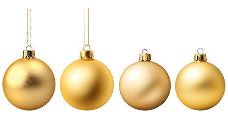 Four gold Christmas baubles in a row
