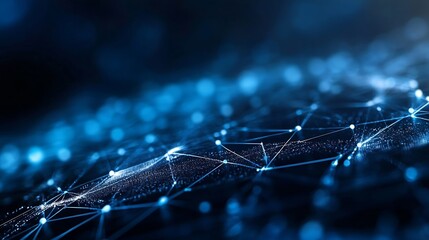Modern Abstract Representation of Digital Connections with Glowing Light Points on a Dark Background : Generative AI