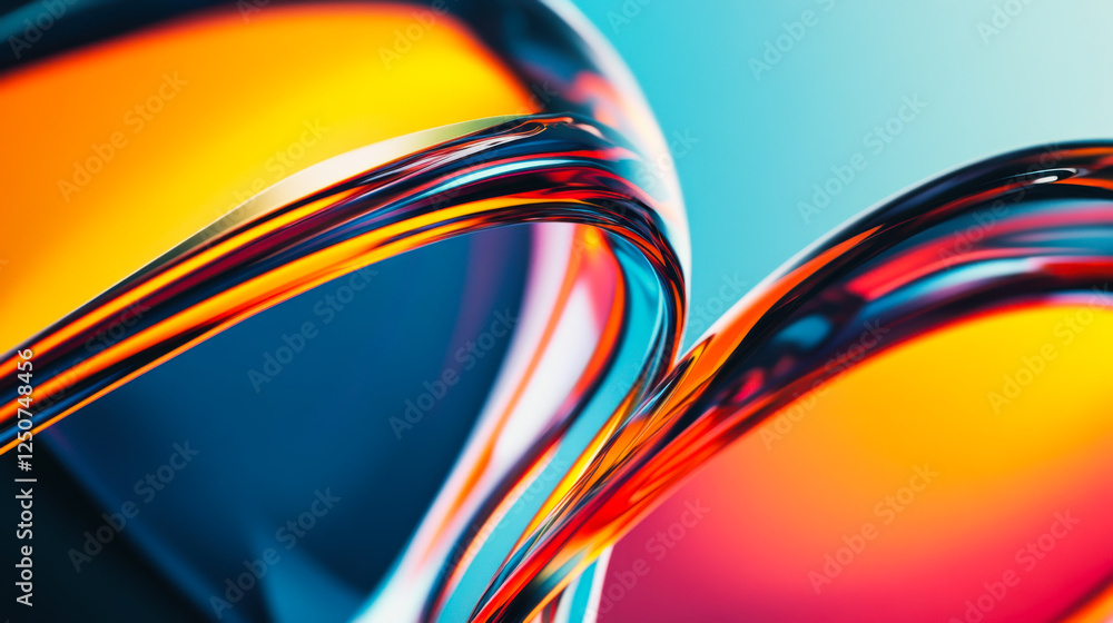 Poster colorful abstract curves create dynamic visual interest in vibrant tones and shapes