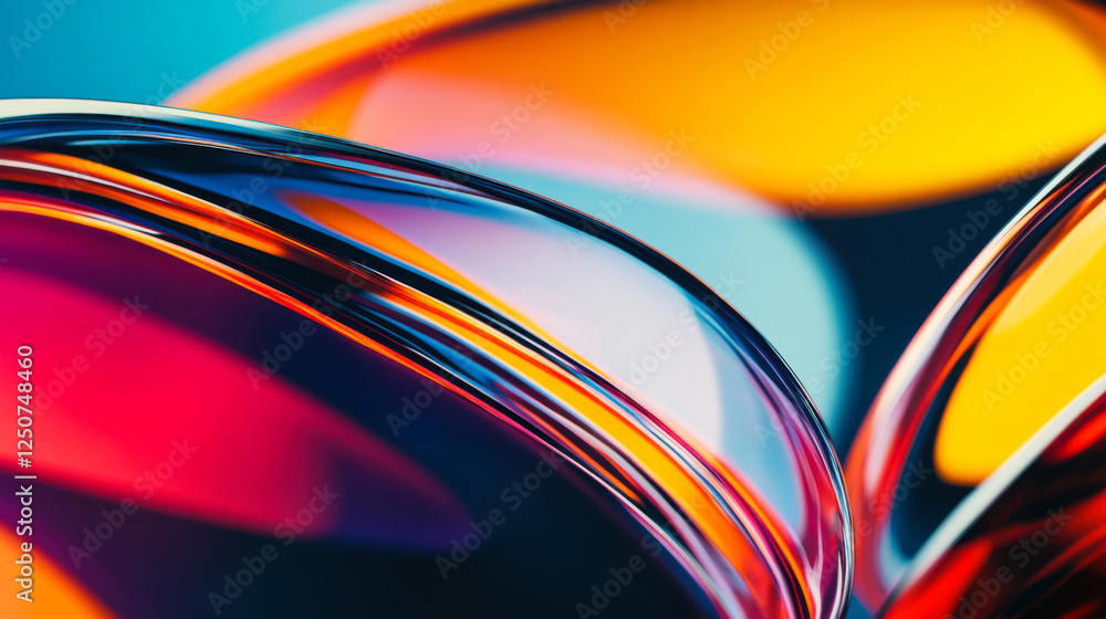 Poster colorful abstract curves create dynamic visual interest in vibrant tones and shapes