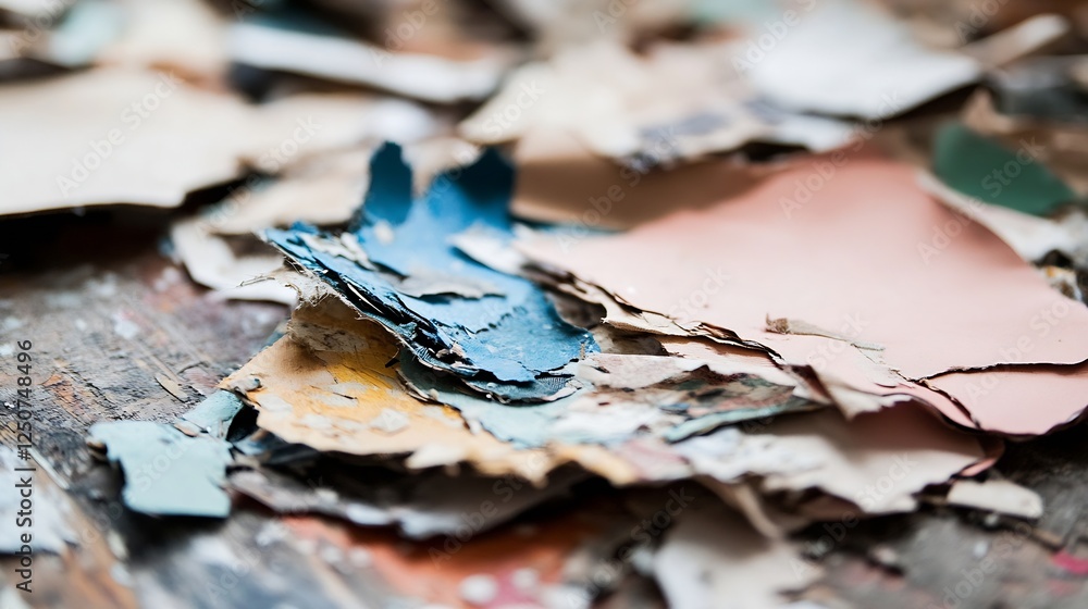 Poster Colorful Chipped Paint and Textured Surface Creating an Artistic Display of Abandonment : Generative AI