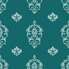 Green and Blue Damask Seamless Patterns