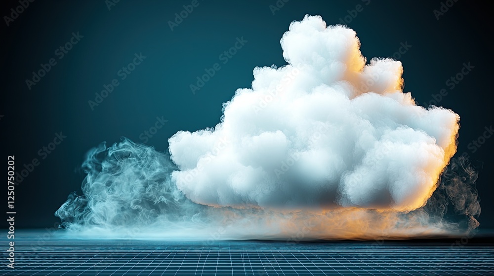 Poster spray cloud subtle, 3d rendered cloud on digital background with soft light and smoke effects for cr