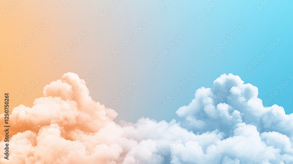 Wall mural spray cloud subtle, beautiful gradient sky with soft white clouds against blue and orange background