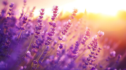 Naklejka premium A delicate field of lavender swaying in the breeze