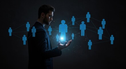 Image of a businessman using digital technology, showing the network that connects everyone