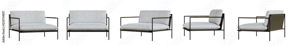 Aufkleber Armchair set isolated on transparent background. 3D render.