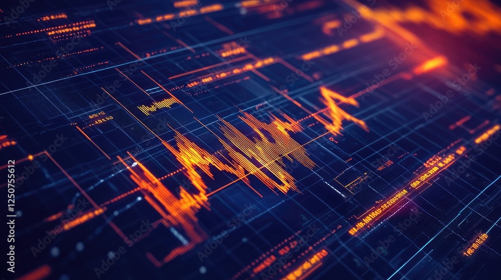 Poster abstract digital waveform with vibrant colors and dynamic patterns