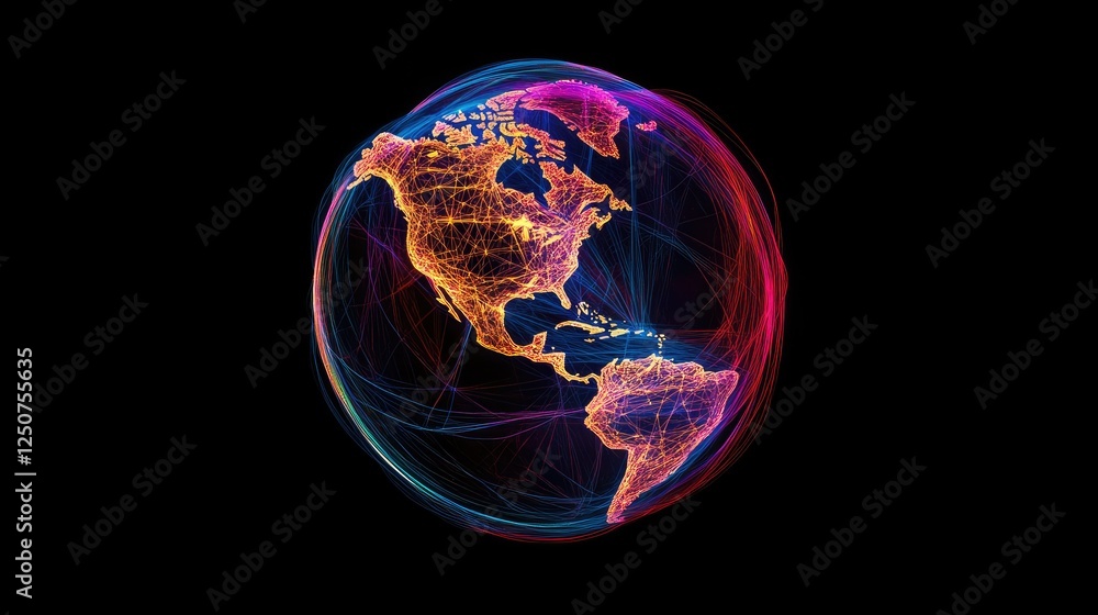 Poster abstract representation of a connected world with vibrant colors