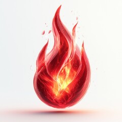 Vibrant flame icon in glowing red, against white background