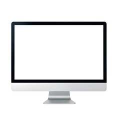 Computer Monitor Front View on White Background – Tech Display