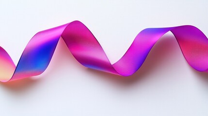 Vibrant ribbon in neon pink gradients, against white background