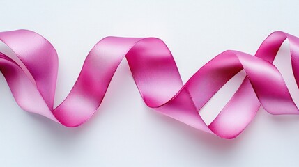 Vibrant ribbon with soft pink hues, against white background