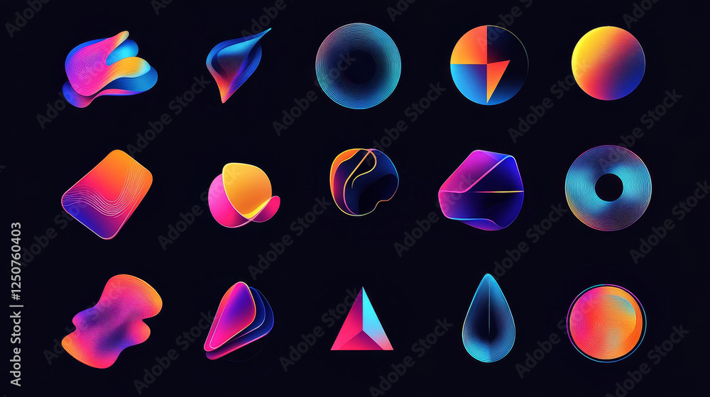 Poster set of different abstract symbols for design - also as emblem or logo template. vector version is av