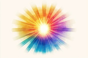 Vibrant sunburst with glowing center, against white background