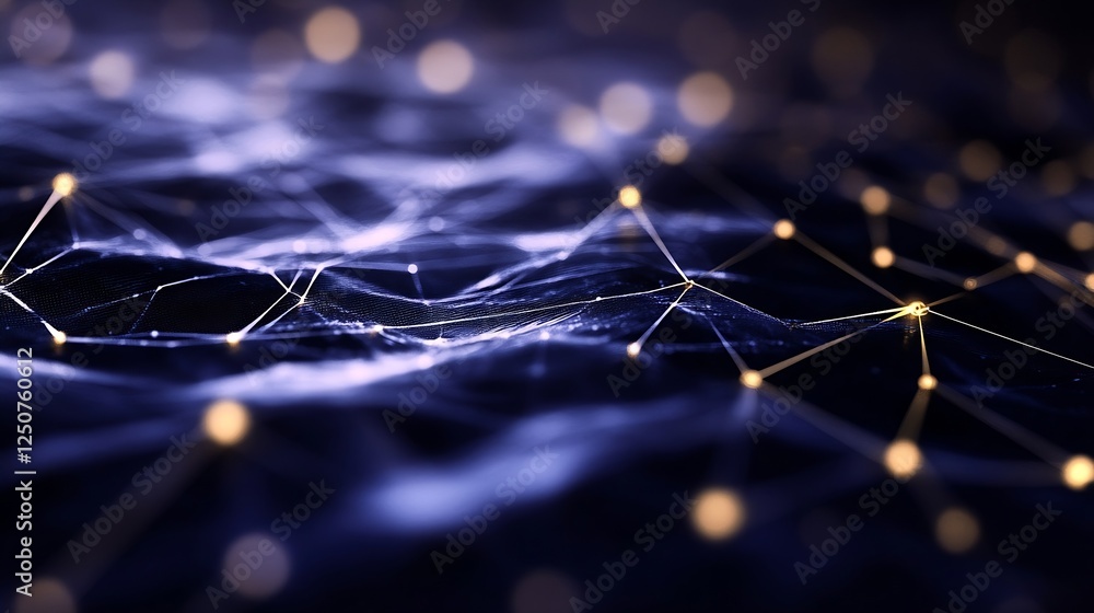 Poster Beautiful abstract visualization of interconnected data points in purple hues representing modern technology themes : Generative AI