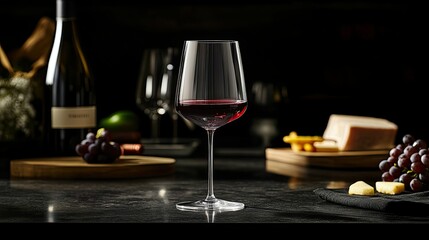 Sophisticated red wine glass filled with rich Merlot, perfect for showcasing elegant dining and wine connoisseurship.