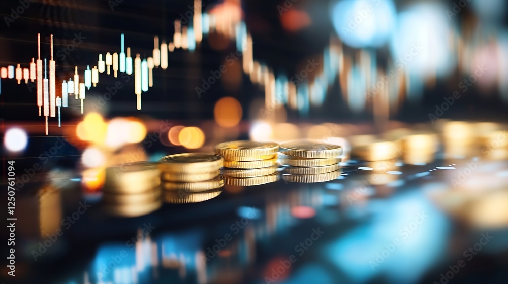 Aufkleber dynamic financial growth chart with stacked coins representing economic success and investment : gen