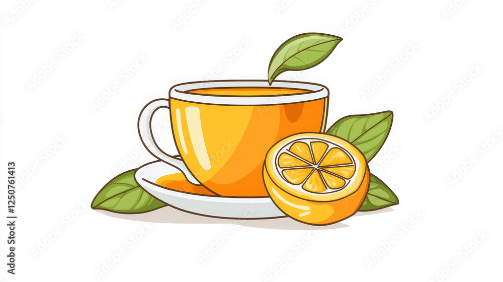 Aufkleber symbol of tea with lemon. jpeg (bitmap) version also available in gallery
