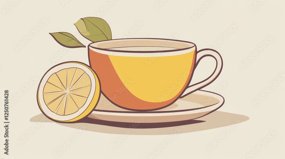 Aufkleber symbol of tea with lemon. jpeg (bitmap) version also available in gallery
