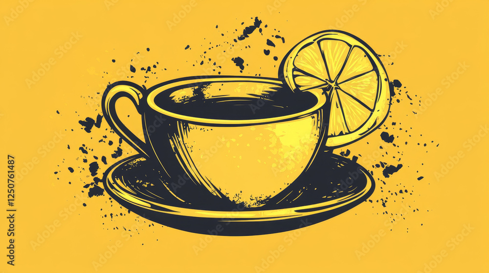 Aufkleber symbol of tea with lemon. jpeg (bitmap) version also available in gallery
