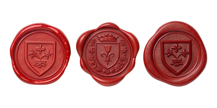 Red Wax Seal on White, Vintage Document Sealing, Beautiful Wax Mark, PNG Transparent