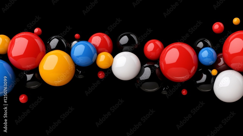 Poster colorful spheres: a captivating display of glossy spheres, in an array of vibrant colors, levitating