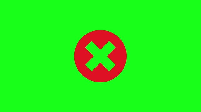 Animated X Cross Mark on Green Background &ndash; Incorrect or Denied Sign - Error or Warning Symbol