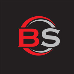 Obraz premium BS logo vector mordern initial circle with red and ash color
