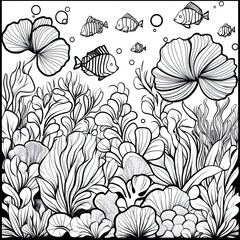 Charming Sea Animal Coloring Page Ocean Life Illustration for Kids