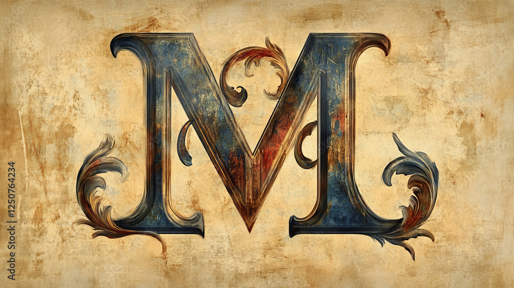 Fototapete set of alphabet symbols and elements of letter m. rasterized version also available in gallery