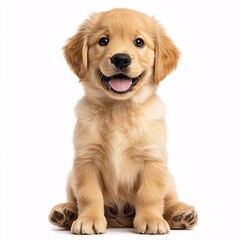Adorable Golden Retriever Puppy Sitting Happily