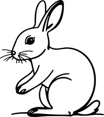 Obraz premium Minimalistic rabbit drawing in black ink on white background, simplicity
