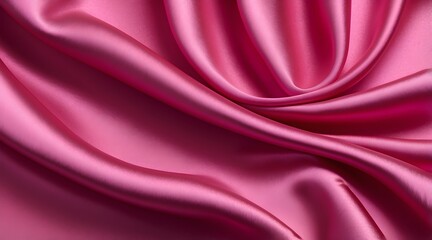 Fototapeta premium a smooth, matte pink silk texture background with swirl shapes. minimalist silk texture design, pink velvet background