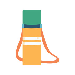 Water bottle with a strap, symbolizing hydration during travel or school.