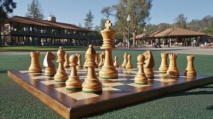 Giant Outdoor Chess Game in Sunny Park