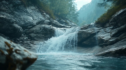 Naklejka premium 流れる渓流の写真