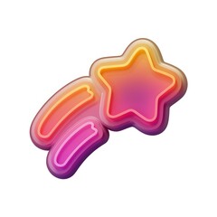 Shooting Star Icon with Gradient Colors and Glossy Finish.