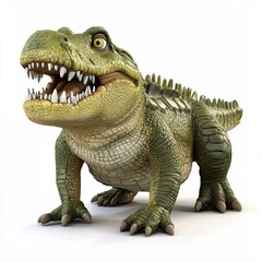 Fototapeta premium 3D icon cartoon of a prehistoric crocodile deinosuchus isolated on white