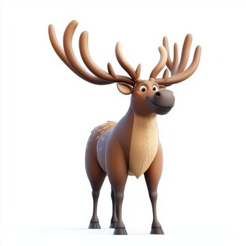 3D icon cartoon of a prehistoric elk megacerops isolated on white