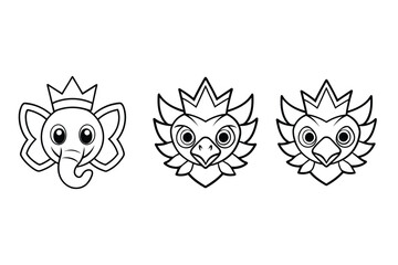 Obraz premium Set of outline animals vector art